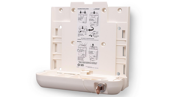 BD Sharps Container Locking Wall Bracket – 5.4 Qt Capacity, Integrated Lock, Light Beige, Plastic Construction