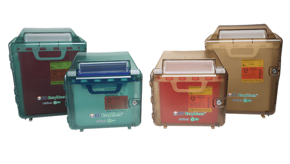 BD Recykleen Sharps Container Locking Wall Cabinet – 5.4 Qt Capacity, Integrated Lock, Green Plastic