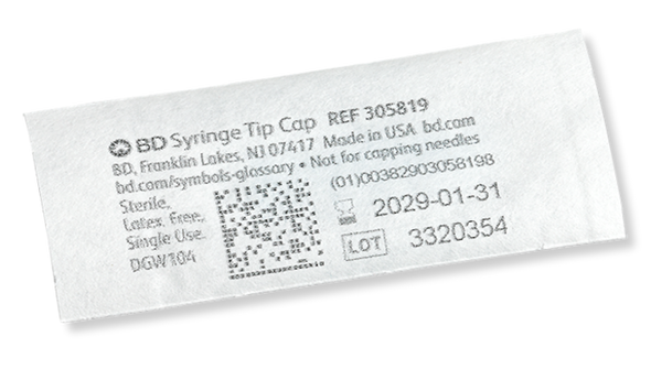 BD Luer-Lok Sterile Syringe Tip Cap – Luer Tip, Sterile Single-Use, 200/box, 2,000/case, Disposable, General