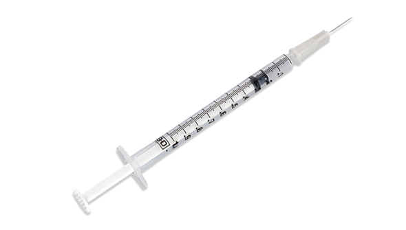BD Tuberculin Syringe with Detachable 27 g X 1/2 in. Needle – 1 mL Fill Volume, Sterile Single-Use