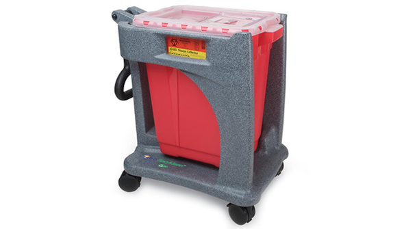 BD Recykleen Sharps Container Basic Trolley – 9 Gal Capacity, Granite Plastic, 24 × 15.5 × 22 in