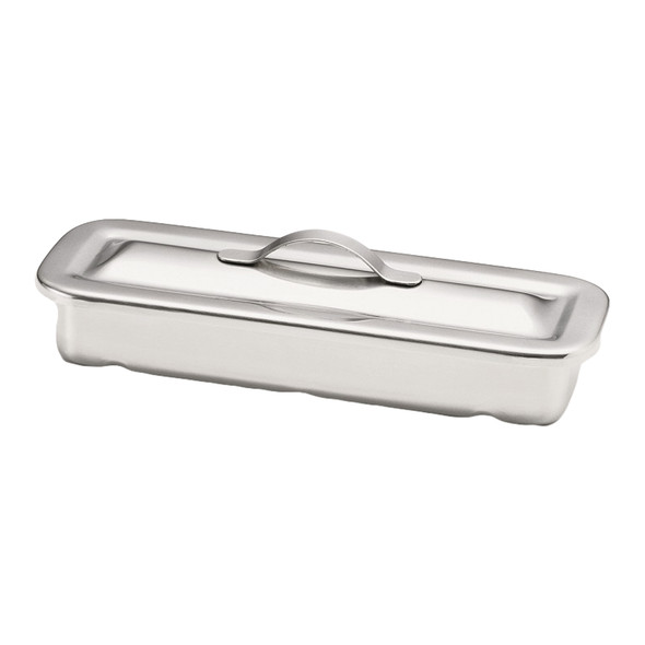 Dukal Tech-Med Stainless Steel Instrument Tray with Strap Handle Cover – 8-1/2 x 3 x 1-1/2 in, 18/8 Stainless