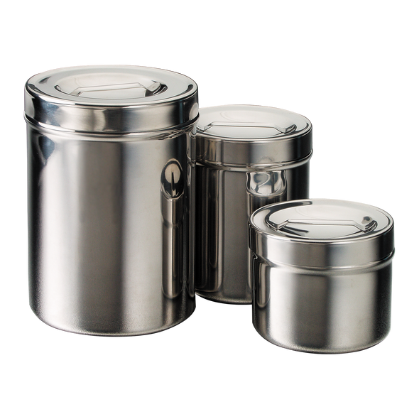 Dukal Stainless Steel Dressing Jar – 18/8 Stainless Steel, 1/2 qt Capacity, Seamless, Autoclavable, 12/BX