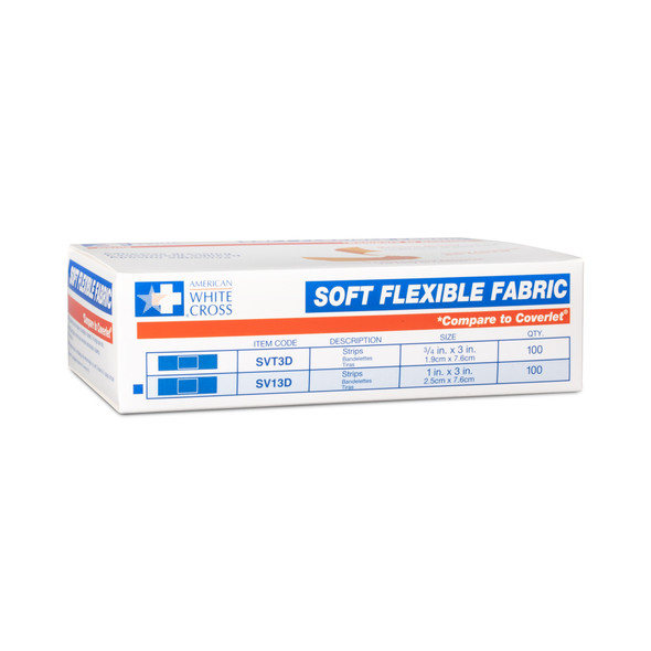 Dukal American Soft Flexible Adhesive Bandages – Sterile, 1 x 3 in Size, 100/Box Packaging