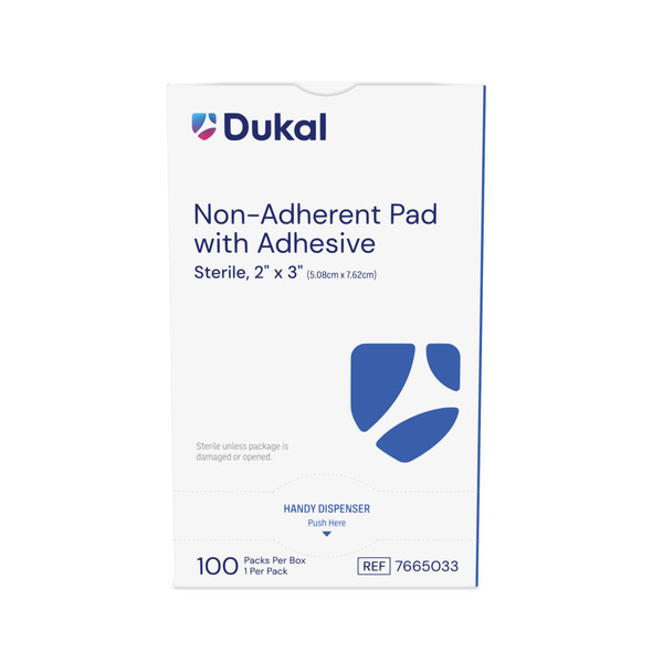 Dukal American Non-Adherent Pads with Adhesive – Sterile, 2 x 3 in, 1/PK, 100 PK/BX, 12 BX/CS