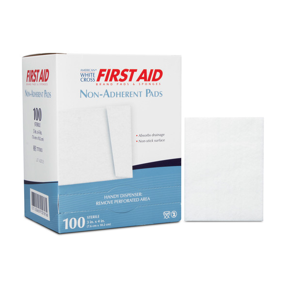 Dukal American Non – Adherent Pads – Sterile, 3 X 4 in, 8.7 lb, 1/pk, 100 Pk/bx, 12 Bx/cs – size 3" x 4"