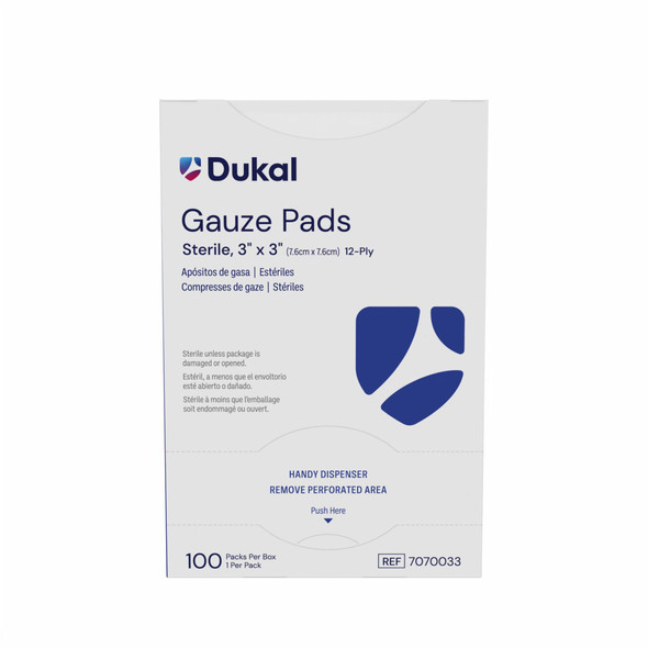 Dukal Sterile Gauze Pads – 3 X 3 in, 12 – Ply, Highly Absorbent, 100 Packs/box – brand_name Dukal