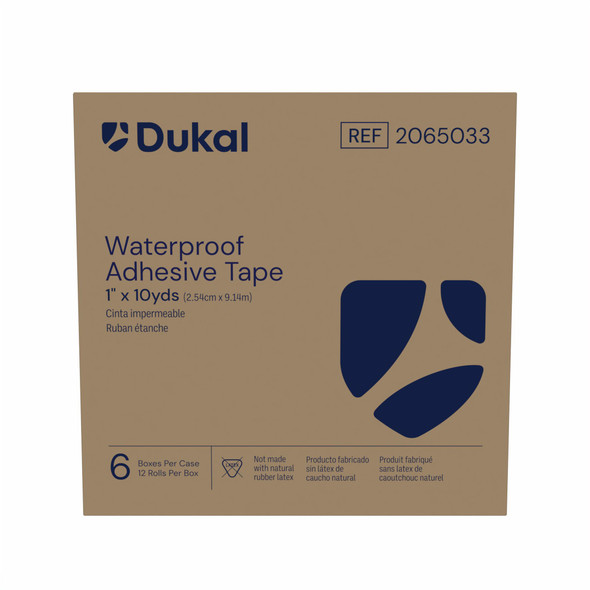 Dukal American Waterproof Tape – 1 in x 10 yd, Self-Tearing, Gentle on Skin, 1/PK, 12 PK/BX, 6 BX/CS