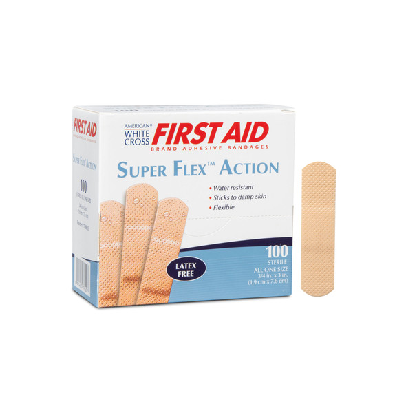 Dukal American Super Flex Foam Adhesive Bandages – Sterile, 3/4 x 3 in, 100/BX, 12 BX/CS, 2.5 lb