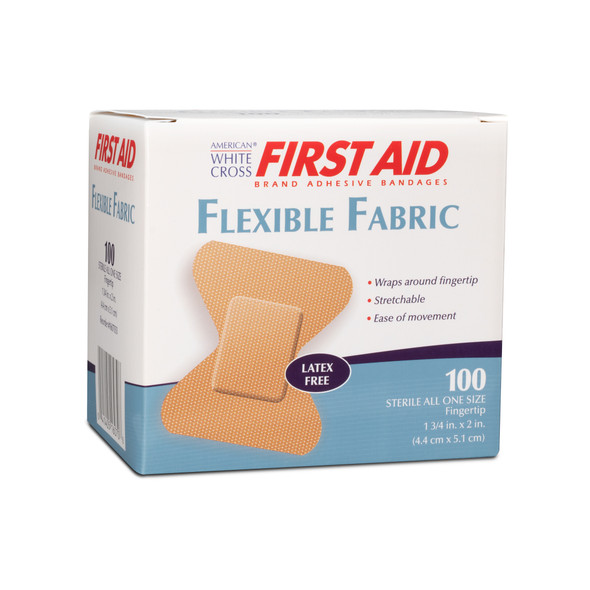 Dukal American Fabric Fingertip Adhesive Bandages – Sterile, Flexible, 1-3/4 x 2 in, 100/BX, 12 BX/CS