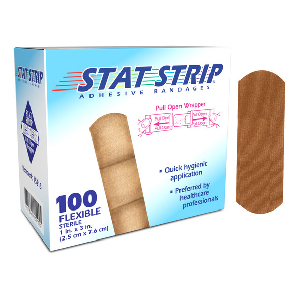 Dukal American Fabric Adhesive Bandages – Sterile, Lightweight, Flexible, 1 x 3 in, 100/BX, 12 BX/CS