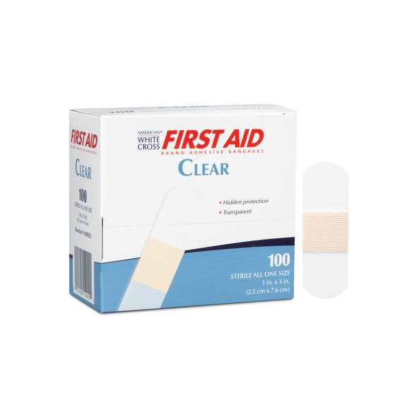 Dukal American Clear Adhesive Bandages – Sterile, 1 X 3 in Size, 100/bx Packaging – size 1" x 3"