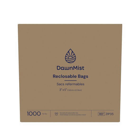 Dukal DawnMist Reclosable Bags – 3 x 5 in, Clear, 3 MIL Thickness, 1000/BX Packaging, 2.52 lb Weight