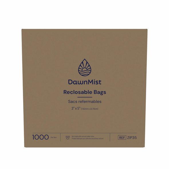 Dukal DawnMist Reclosable Bags – 3 x 5 in, Clear, 3 MIL Thickness, 1000/BX Packaging, 2.52 lb Weight