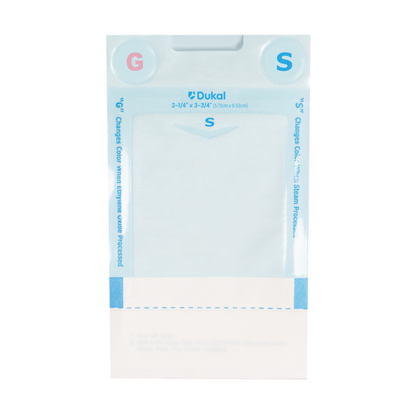 Dukal Sterilization Pouches – 2-1/4 x 3-3/4 in, Color Changing Indicators, 200/BX, 30 BX/CS, 11.5 lb