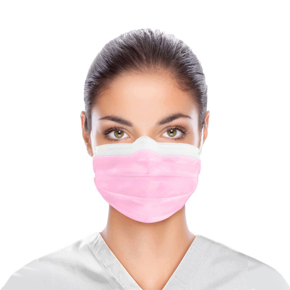 Dukal ASTM Level 1 Face Mask With Ear Loop – Pink, 3-Layer Protection, 50/BX, Non-Sterile, 10.65 lb Case