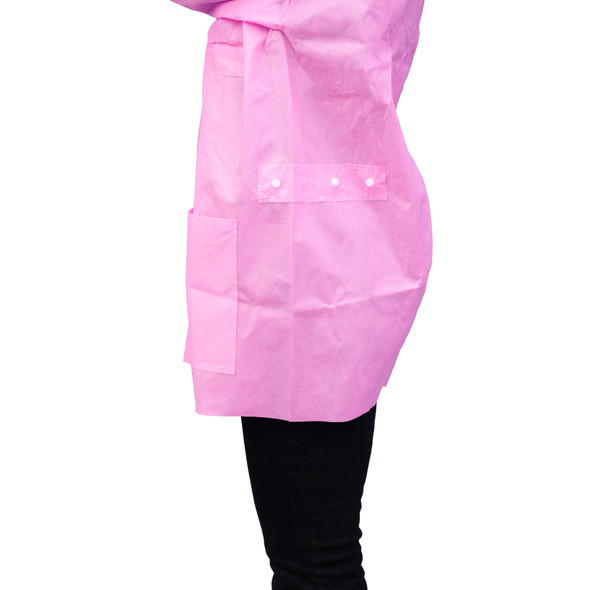 Dukal Unipack FitMe Lab Jacket – Small, Bubblegum Pink, Premium SMS Material, Adjustable Waistband