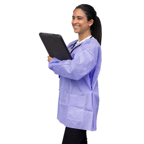 Dukal Unipack FitMe Lab Jacket – Medium, Lavender, Premium SMS Material, Adjustable Waistband
