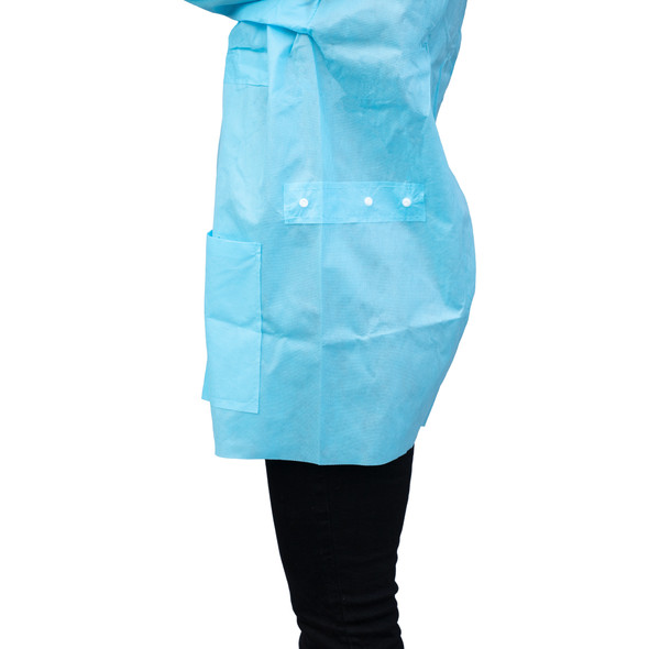 Dukal FitMe Lab Jacket – Small, Sky Blue, Premium SMS Material, Non-Sterile, 10/BG, 10.2 lb Case