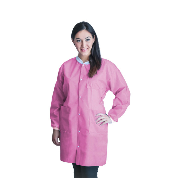 Dukal Unipack FitMe Lab Coat – XL, Bubblegum Pink, Premium SMS Material, Washable Up to 5 Times