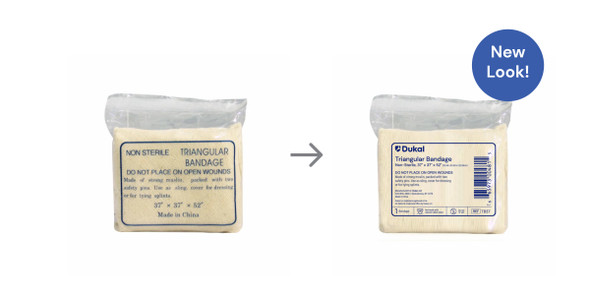 Dukal Triangular Bandage – 37 x 37 x 52 in Natural Cotton Muslin, Includes 2 Safety Pins, 1/PK, 12 PK/BG, 20