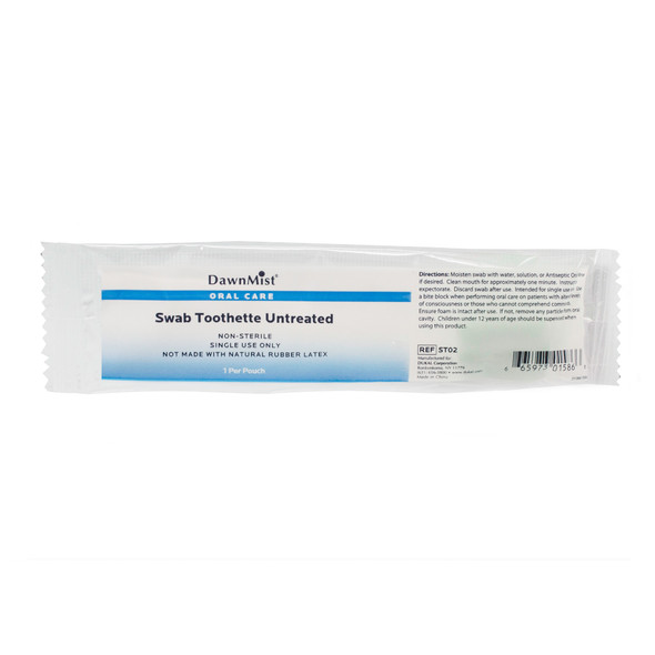 Dukal Oral Swab Toothette – Untreated Soft Foam Head, 6.8 lb Case Weight, 1/PK, 250 PK/BX, 4 BX/CS
