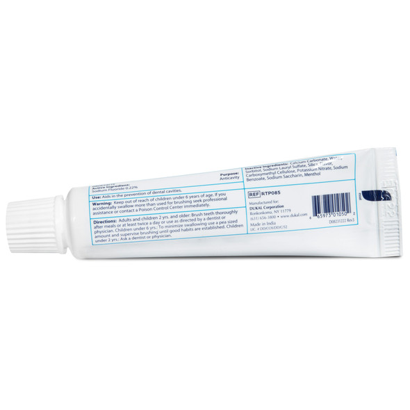 Dukal Dawnmist Fluoride Toothpaste – 0.85 oz Tube, Pleasant Mint Taste, Packaging – 144/box