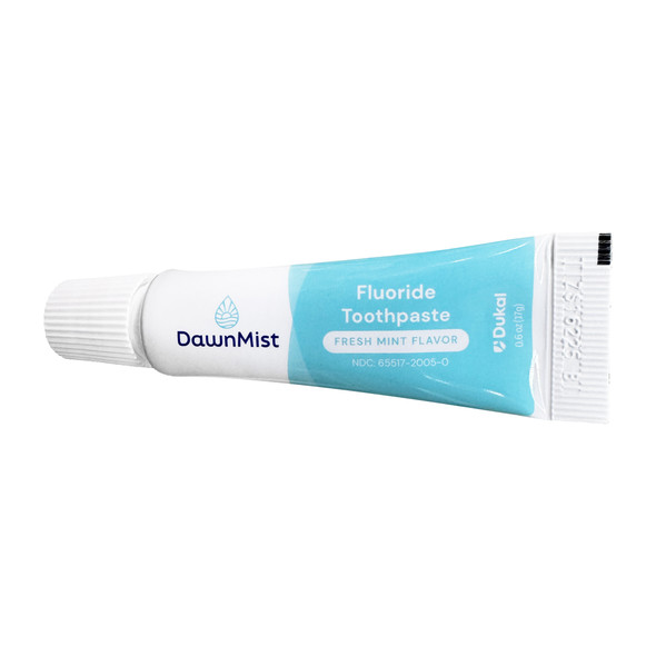Dukal Dawnmist Fluoride Toothpaste – 0.6 oz Tube, Pleasant Mint Taste, Packaging – 144/box