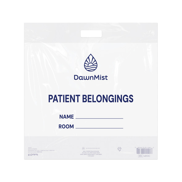 Dukal DawnMist Patient Belonging Bags with Cut-Out Handle – 20 x 18.5 in, Clear, 1.3 MIL Thickness