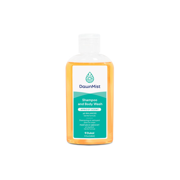 Dukal DawnMist Shampoo and Body Wash – 4 oz, Gentle pH Balanced Formula, Fresh Apricot Scent