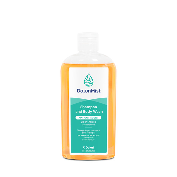 Dukal DawnMist Shampoo and Body Wash – 8 oz Bottle, Gentle pH Balanced Formula, Fresh Apricot Scent