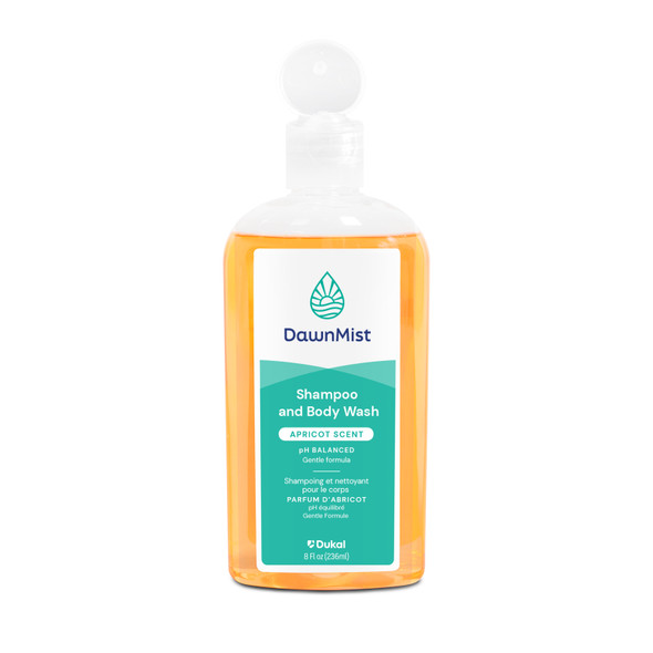 Dukal DawnMist Shampoo and Body Wash – 8 oz Bottle, Gentle pH Balanced Formula, Fresh Apricot Scent