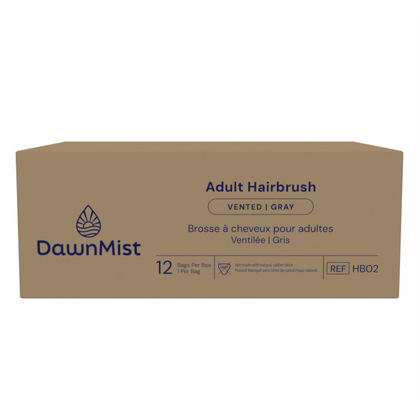 Dukal DawnMist Hair Brush – 7 in Vented Design, Rounded Plastic Bristles, Gray, 1/BG, 12 BG/BX, 24 BX/CS