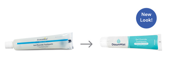 Dukal DawnMist Gel Fluoride Toothpaste – Clear Gel, Pleasant Mint Taste, 1.5 oz Tube, 144/CS Packaging