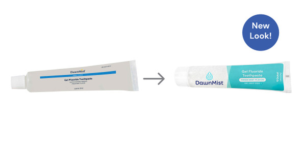 Dukal DawnMist Gel Fluoride Toothpaste – Clear Gel, 0.85 oz Tube, Pleasant Mint Taste, 144/BX, 5 BX/CS