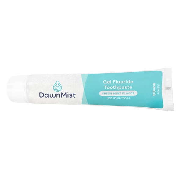 Dukal DawnMist Gel Fluoride Toothpaste – Clear Gel, 0.6 oz Tube, Pleasant Mint Taste, 144/Box