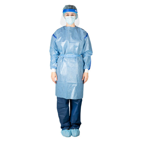 Dukal Poly – Coated Chemotherapy Gown – Medium Size – Blue – Poly – Coated SMS Material – ASTM F739