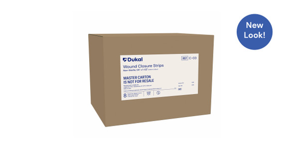Dukal Wound Closure Strips – 1/4 in x 1.5 in, White, 500/box, Non-Sterile, Reinforced Fibers