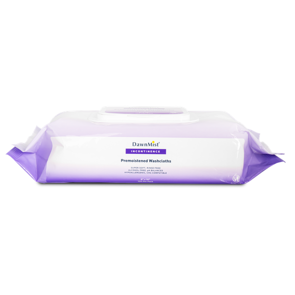 Dukal DawnMist Pre-Moistened Washcloths – 8 x 10 in, Scented, Soft Pack, Flip Top Lid, 100/PK, 6 PK/CS