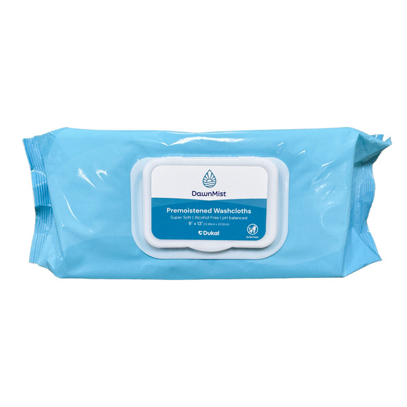 Dukal DawnMist Pre-Moistened Washcloths – Soft Pack with Flip Top Lid, Scented, 9 x 13 in, 64/PK, 8 PK/CS