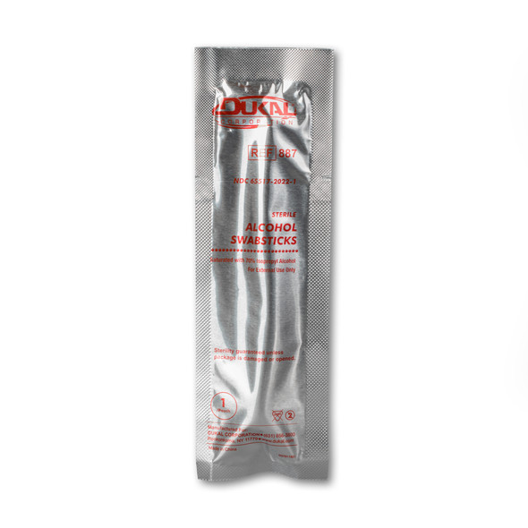 Dukal Alcohol Swabsticks – Sterile, 4 in, 70% Isopropyl Alcohol, 1000/Case, 12.35 lb, Individually Wrapped