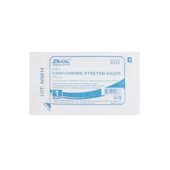 Dukal Conforming Stretch Gauze Bandage – 2 in Width, Sterile, 1/pk, 12 Pk/bx, 8 Bx/cs – brand_name Dukal