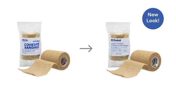 Dukal Cohesive Bandage – 3 in x 5 yd, Tan, Self-Adherent, Lightweight, Non-Sterile, 1/PK, 24 PK/BX
