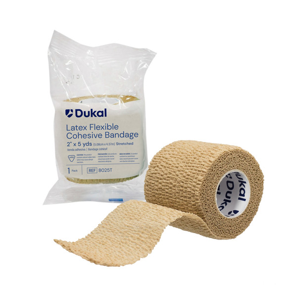 Dukal Cohesive Bandage – 2 in X 5 Yd, Tan, Self – Adherent, Lightweight, 1/pk, 36 Pk/bx – brand_name Dukal