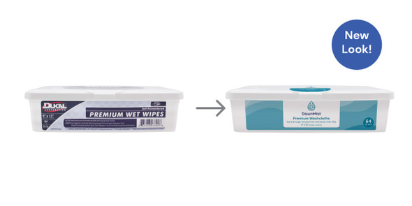 Dukal Premium Adult Wet Wipes – 9 x 13 in, Alcohol-Free, Aloe and Lanolin, 64/Tub, 8 Tubs/Case