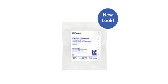 Dukal Flat Stick Sponges – 1.5 in Size, 100% Cotton Gauze, X-Ray Detectable, 100/PK, 5 PK/CS