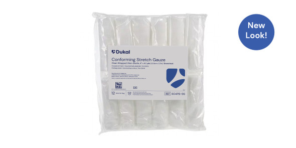 Dukal Conforming Stretch Gauze Bandage – 4 in Width, Rayon/Poly Knit, Non-Sterile, 12/BG, 8 BG/CS
