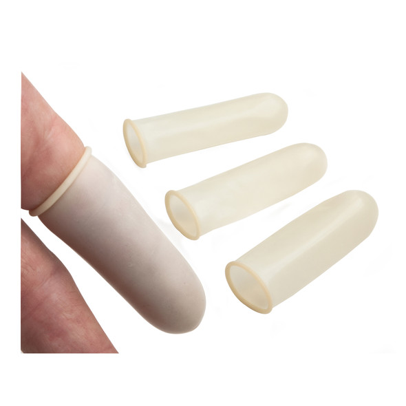 Dukal Latex Finger Cots – Pre-Rolled, Powder Free, X-Large Size, 144/Box, Non-Sterile, 1.62 lb