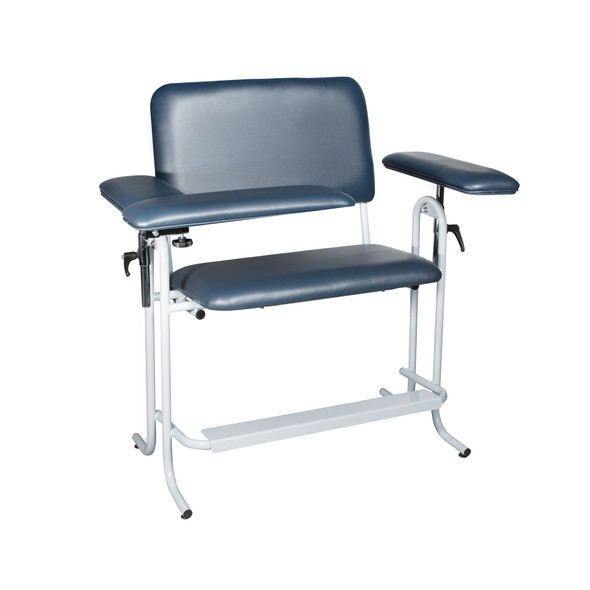 Dukal Tech-Med Blood Draw Chair – Bariatric, Tall, Upholstered, Flip Arm, Blue, 700 lb Capacity, 43 in Height