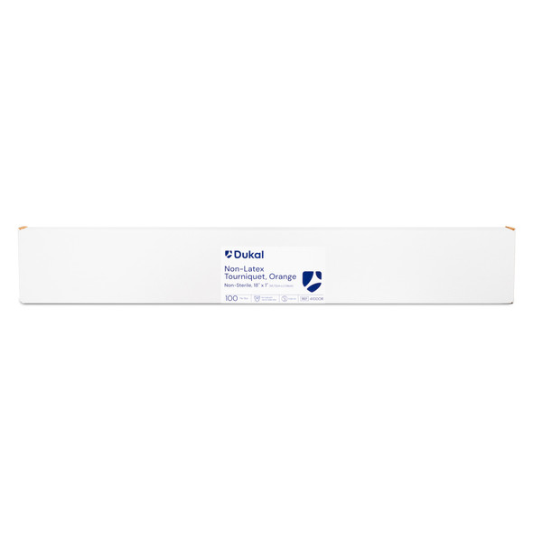 Dukal Tourniquet Flat Packaged – 18 x 1 in, Orange, Synthetic Polyisoprene, 100/BX, 10BX/CS